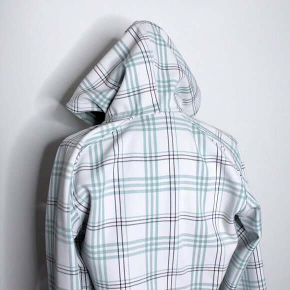 Patagonia Women's White  Green Plaid Hooded Jacket Size S - Picture 6 of 16